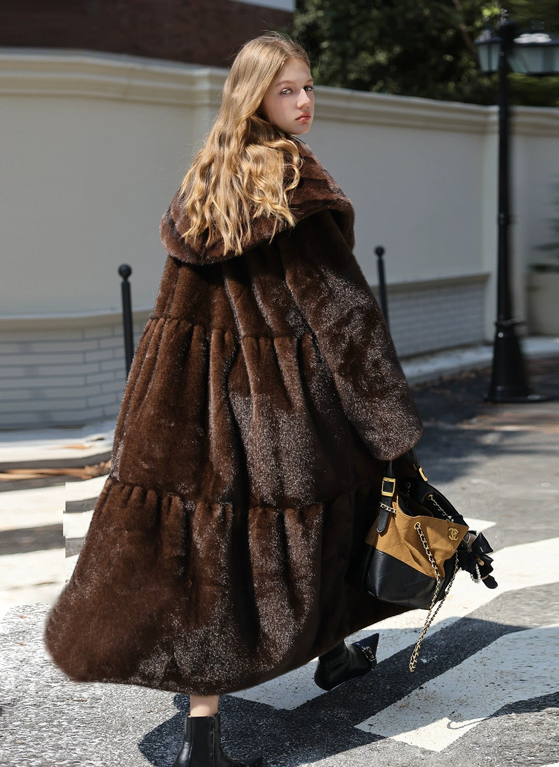 Vintage Faux-Mink Long Coat