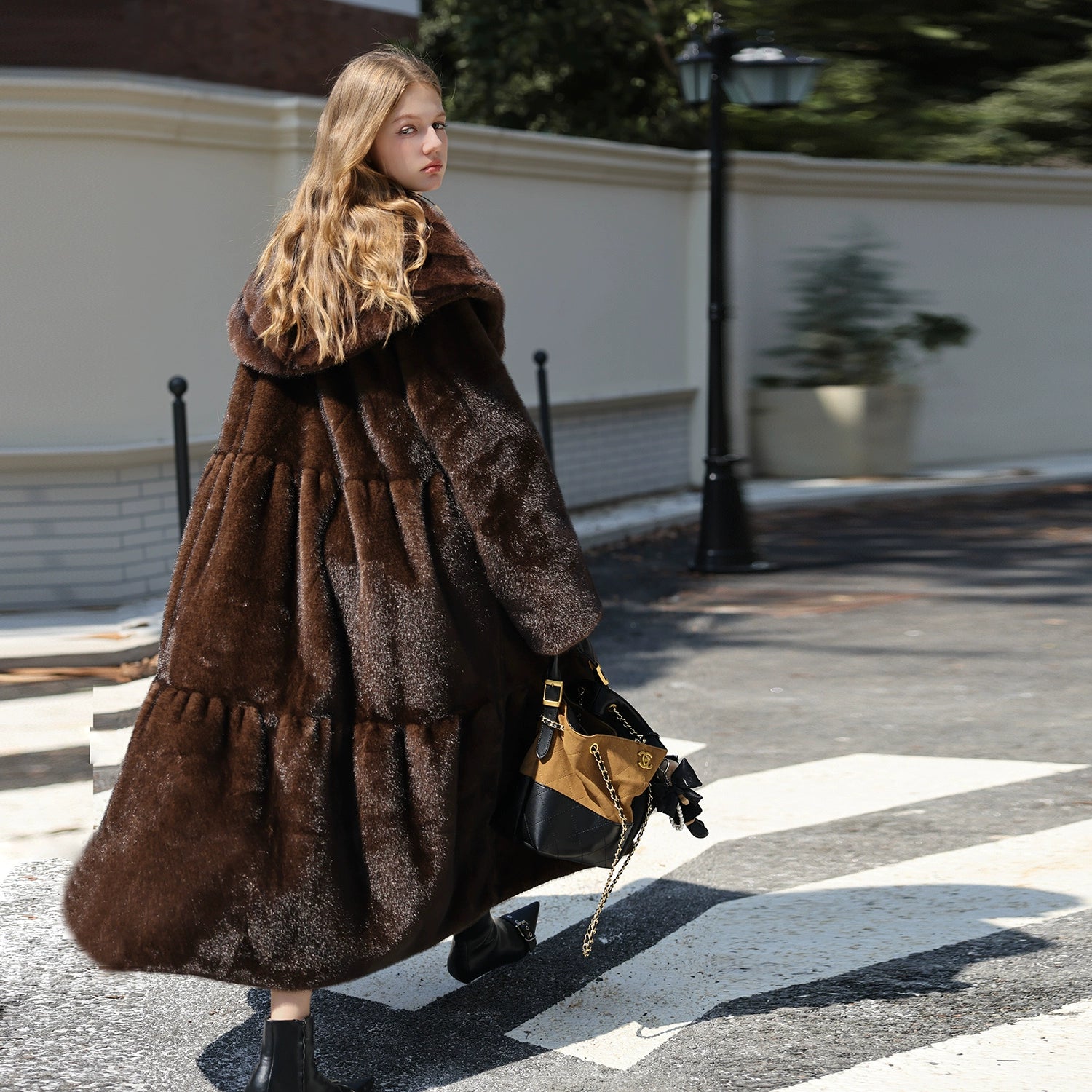 Vintage Faux-Mink Long Coat