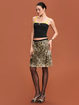Leopard Sequin Skirt