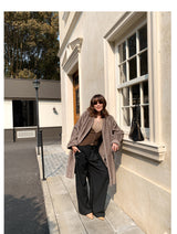 V-Neck Pullup Sleeve Fur Coat - Cement