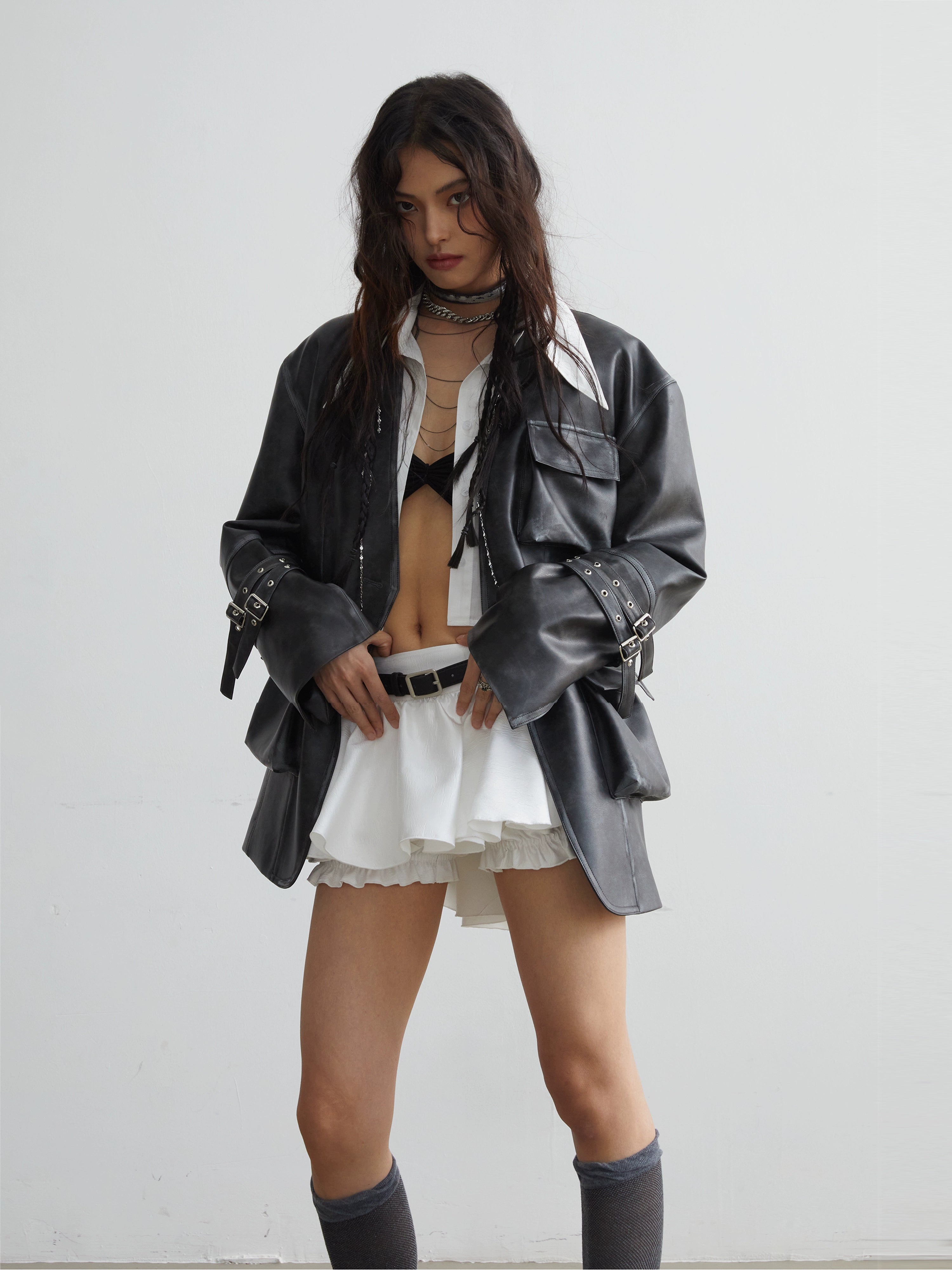 White Ruffled Miniskirt