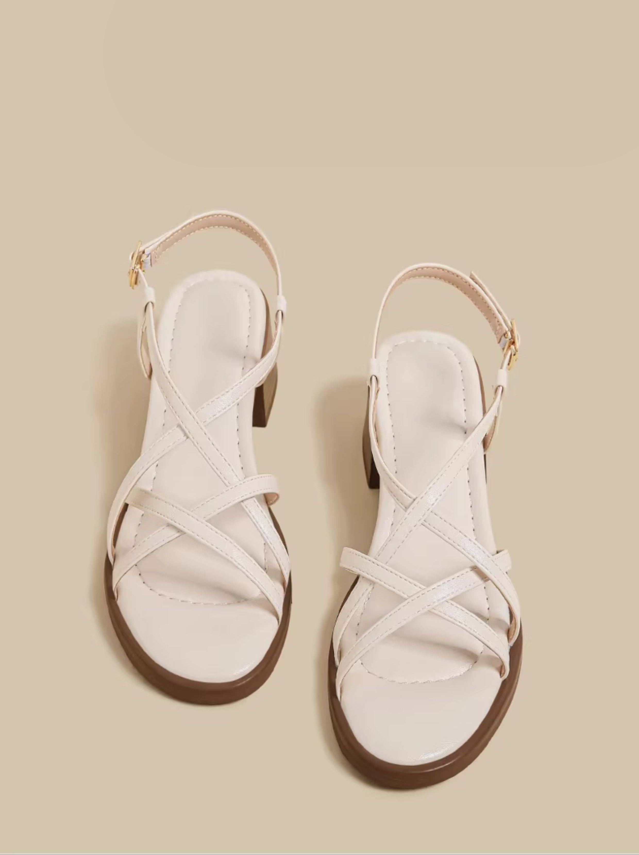 Cross Strap Sandals (White)