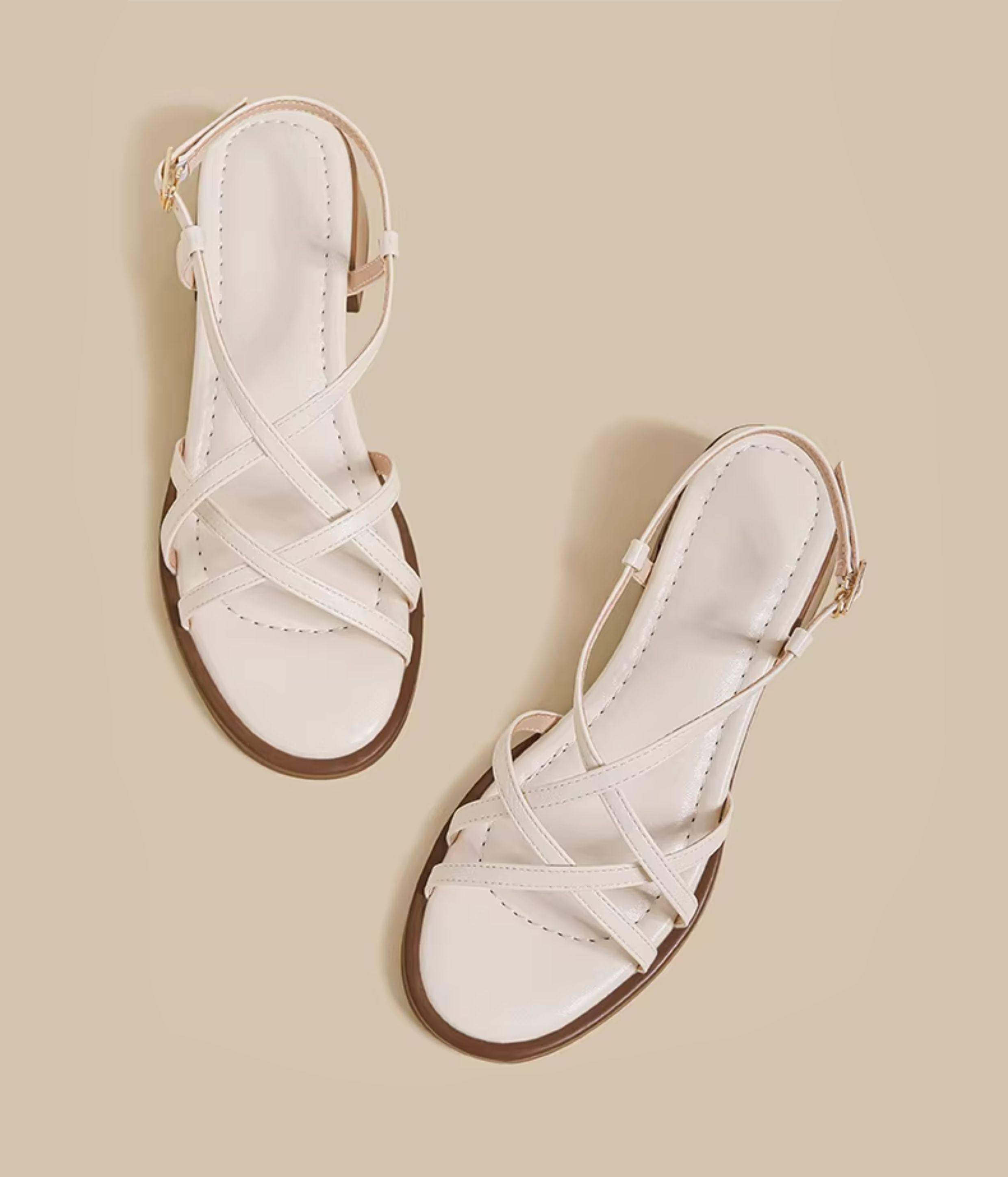 Cross Strap Sandals (White)