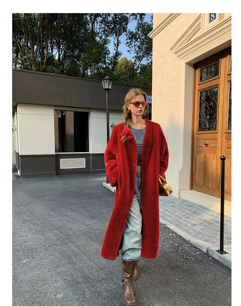Long Red Fur Coat