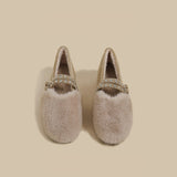 Fur Strap Mary Jane Flats