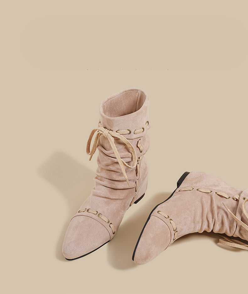 Lace-Trim Ankle Boots