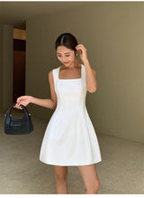Structured Sleeveless Mini Dress - White