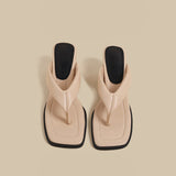 Minimal Thong Heel Sandals (Nude)