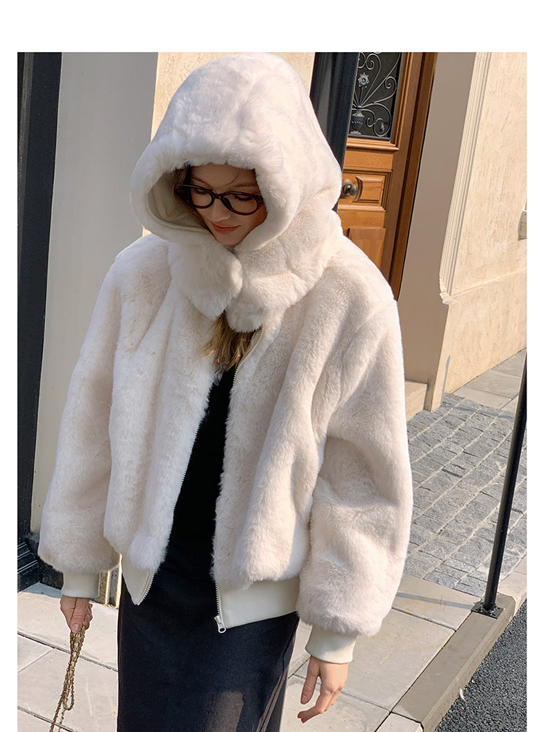Hooded Cropped Fur Jacket
