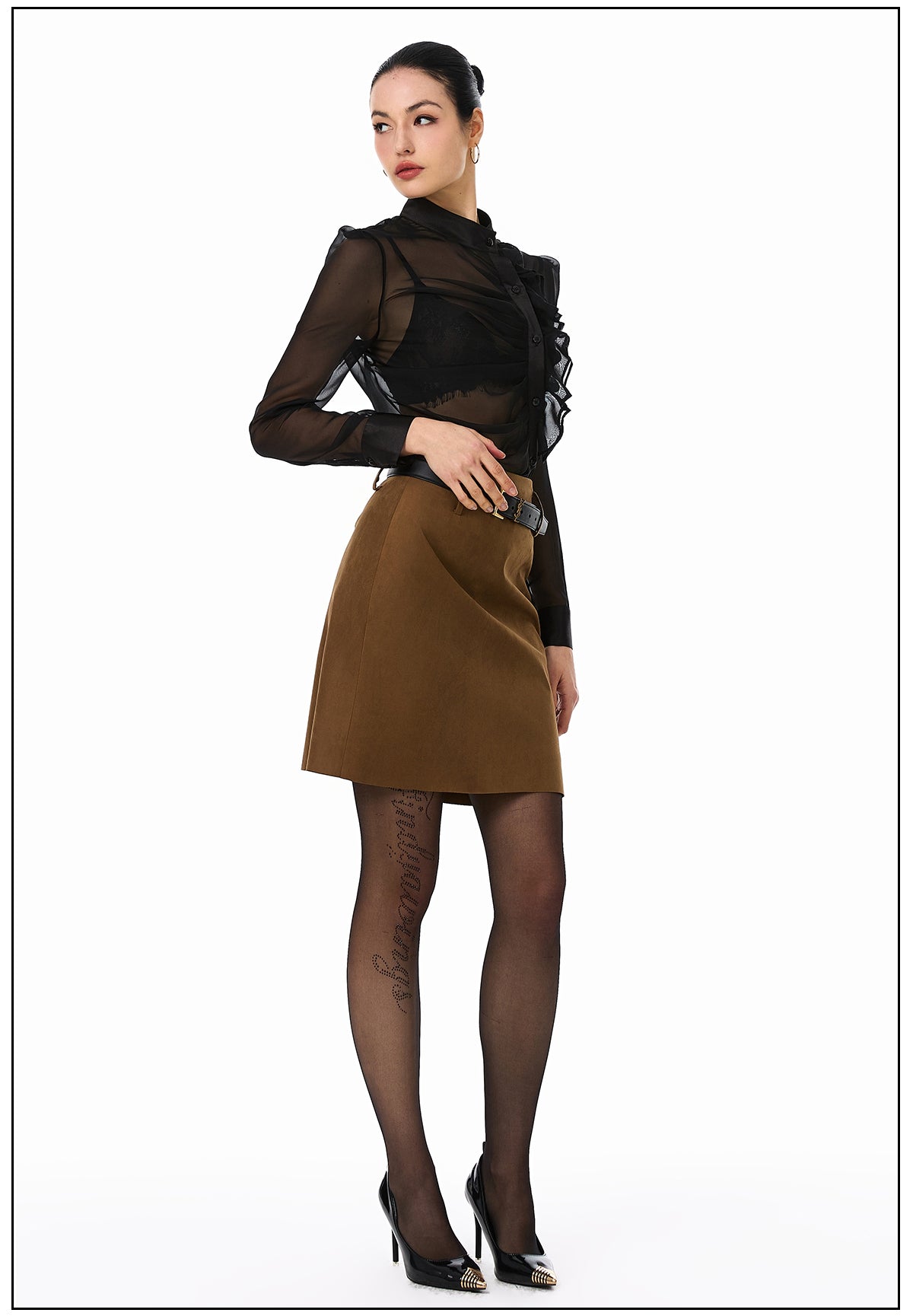 Ruched Sheer Blouse