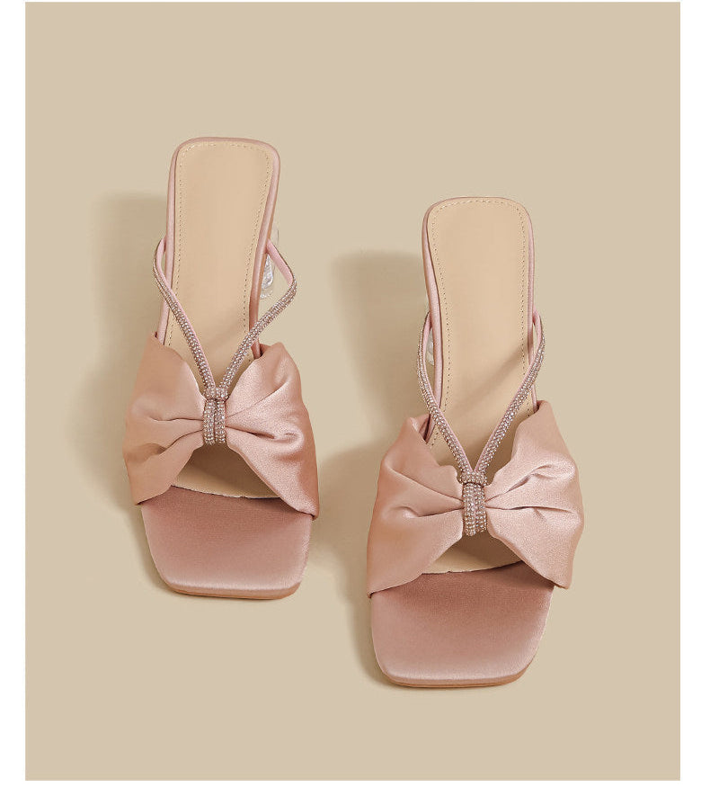 Crystal Bow Sandals (Pink)