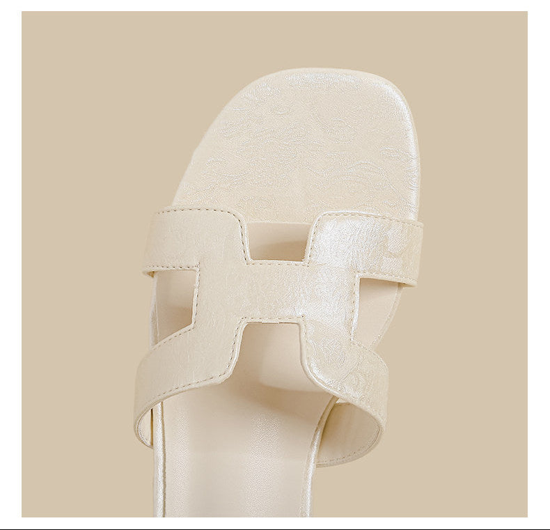 Strap Low Heel Sandals (Black)
