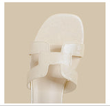 Strap Low Heel Sandals (Cream)