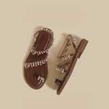 Pearl Crystal Flat Strap Sandals