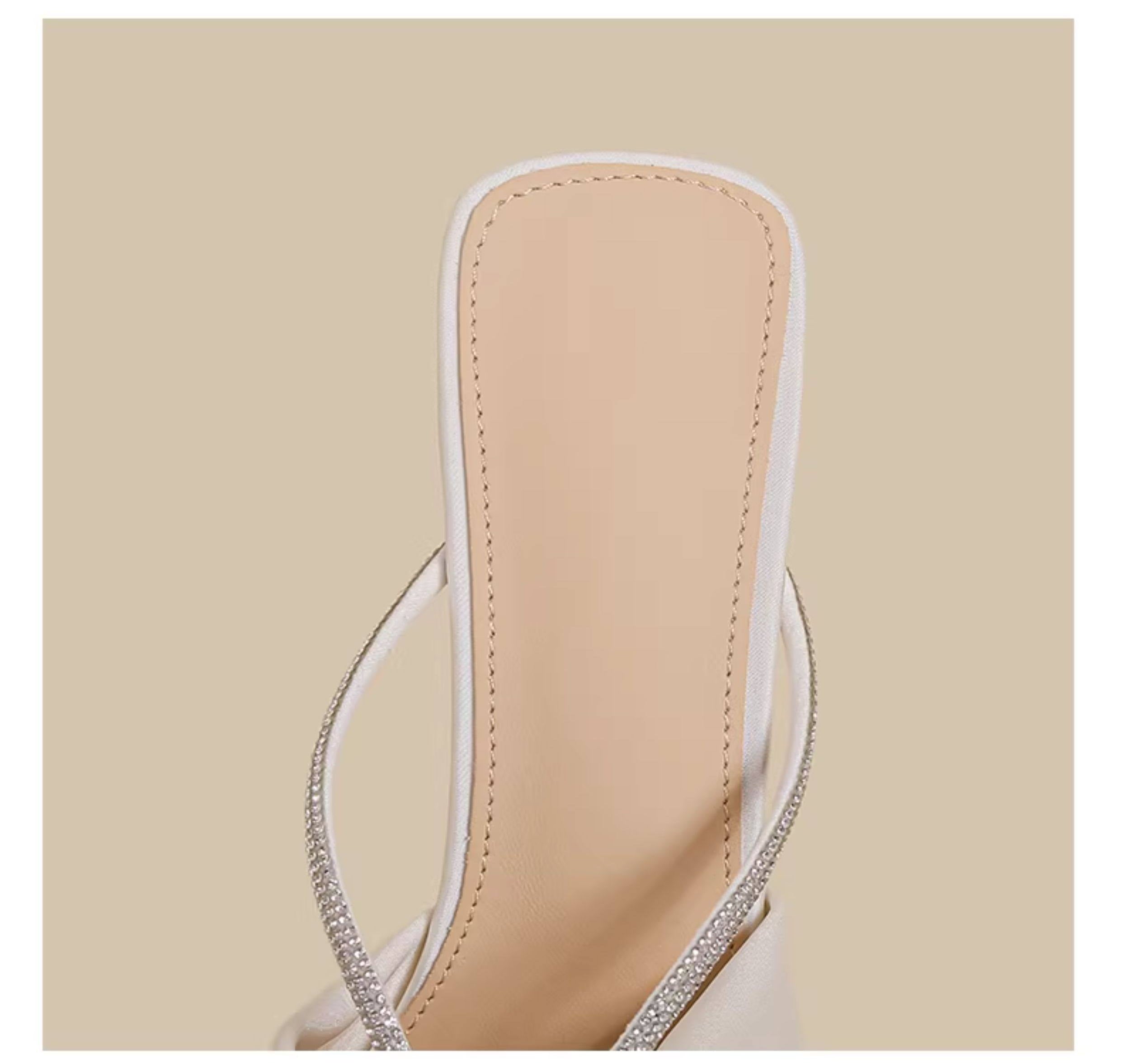 Crystal Bow Sandals (Cream)