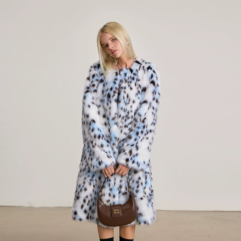Blue Leopard Fur Coat