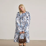 Blue Leopard Fur Coat