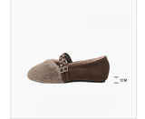 Fur Strap Mary Jane Flats