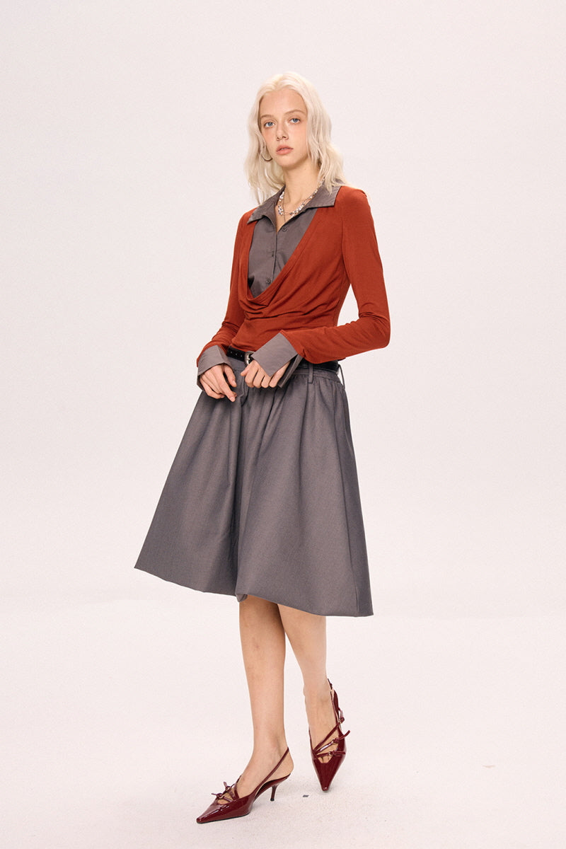 Low-Waist Pleated Skirt