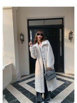Herringbone Faux Fur Coat - Ivory