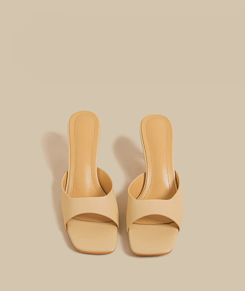 Minimal Curve Heel Sandals (Yellow)