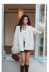 Plush Sleeves Fur Coat - Short