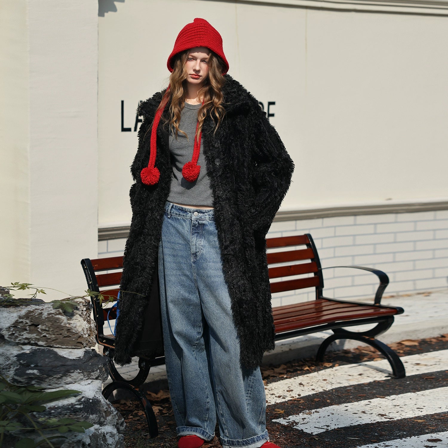 Black Plush Fur Coat