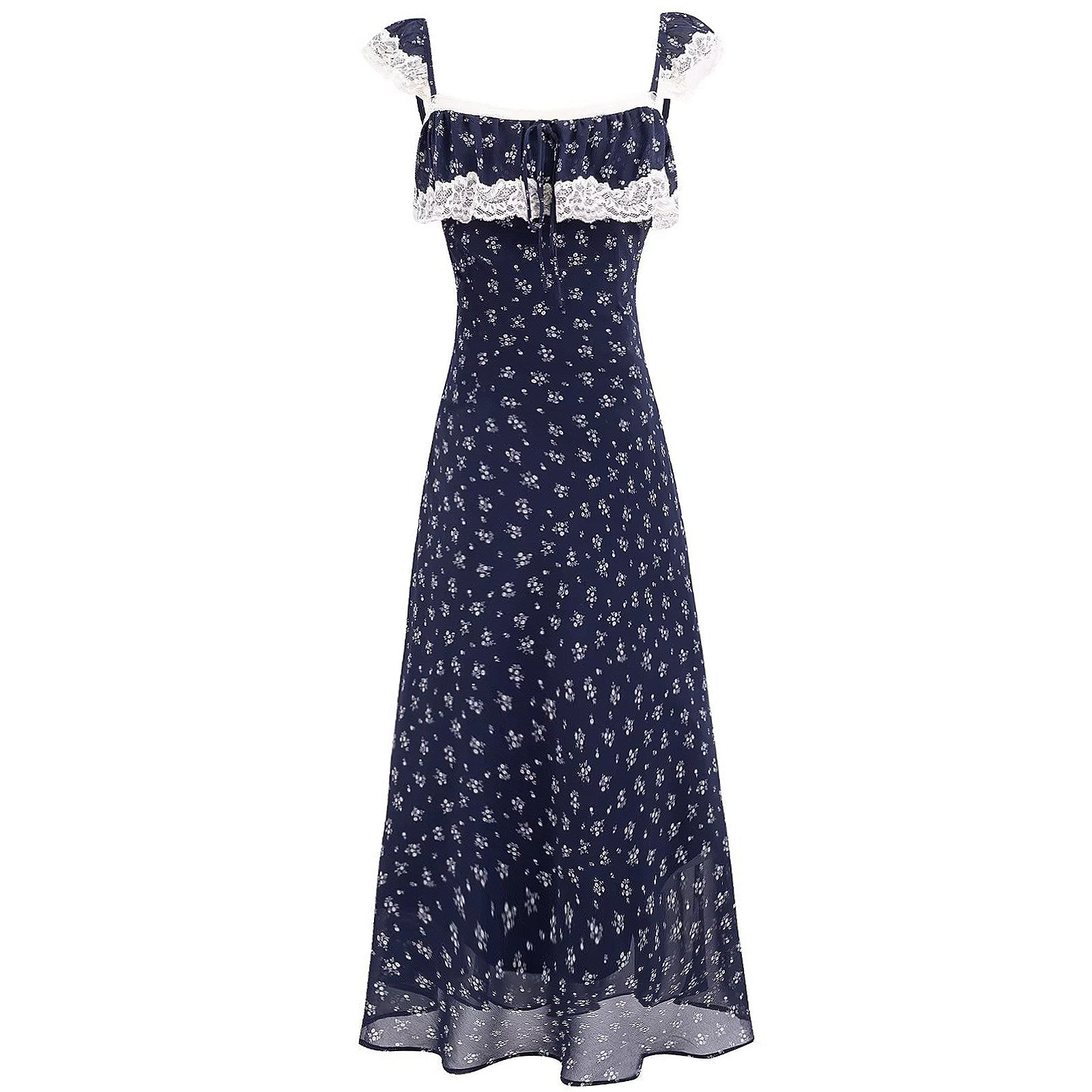Lace Trim Floral Dress