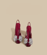 Crystal Bow Block-Heel Slingbacks