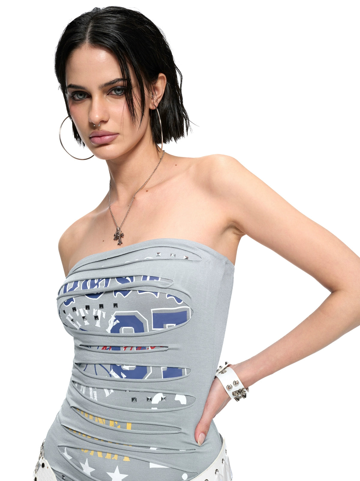 Ripped Logo Tube Dress