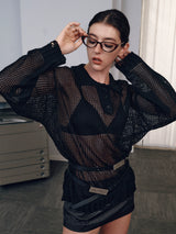 Mesh Polo Knit Sweater