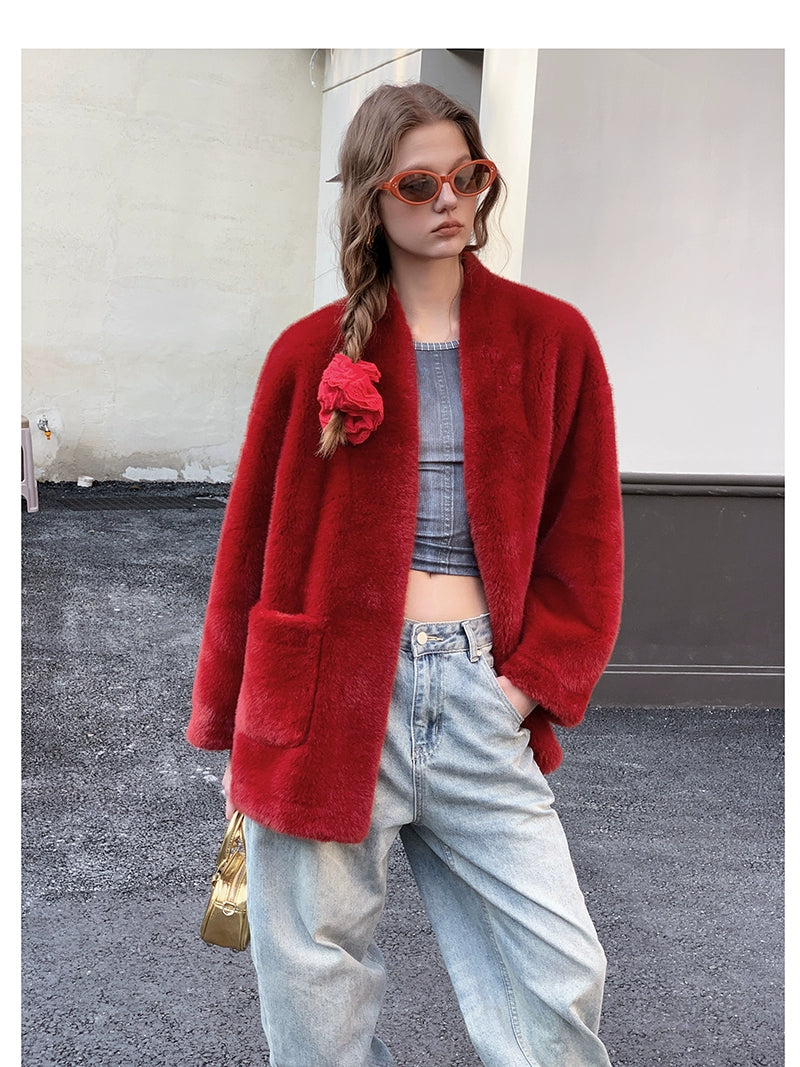 Short Red Fur Coat