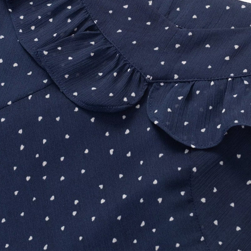Dotted Ruffle Midi Dress
