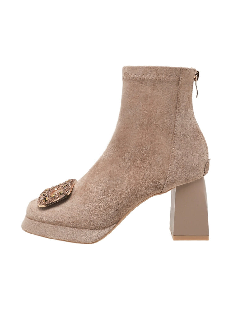 Rhinestone Square-Toe Boots