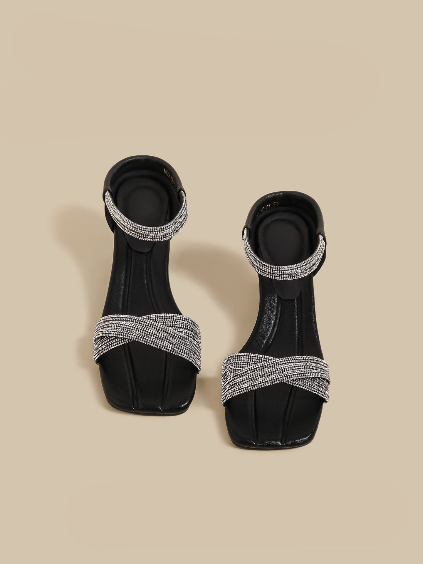 Crystal Strap Mid-Heel Sandals