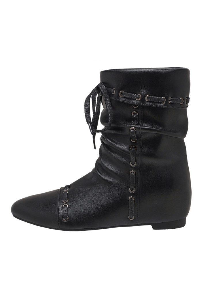 Lace-Trim Ankle Boots