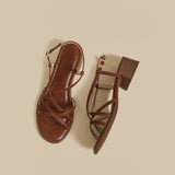 Cross Strap Sandals (Brown)