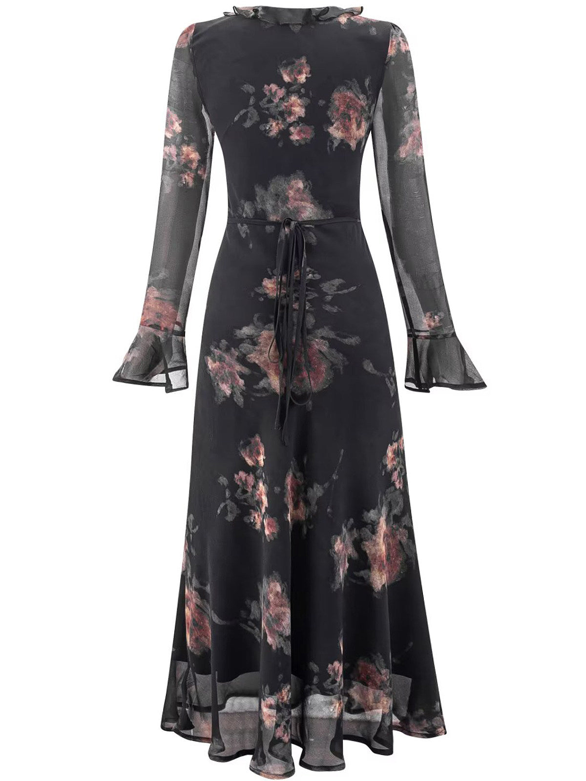 Noir Bloom Sheer Dress