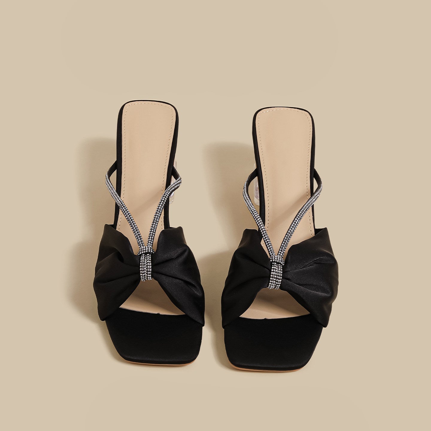 Crystal Bow Sandals (Black)