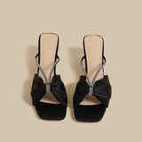 Crystal Bow Sandals (Black)