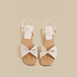 Knot Strap Heel Sandals (Ivory)