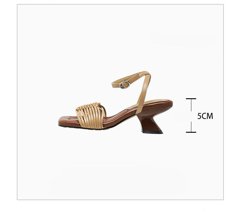 Woven Strap Heel Sandals