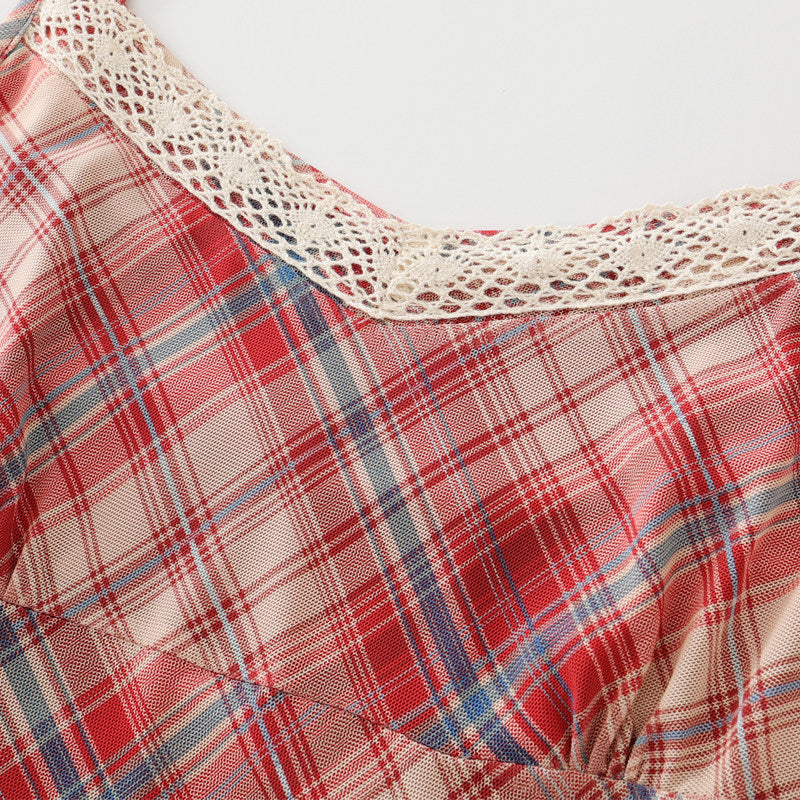 Cherry Plaid Slip Dress