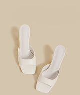 Minimal Curve Heel Sandals (Cream)