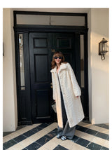 Herringbone Faux Fur Coat - Ivory