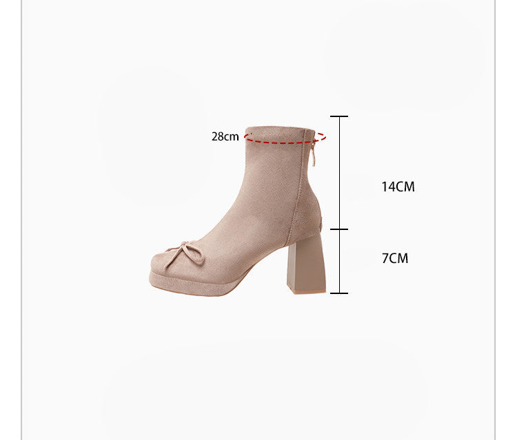 Bow Chunk-Heel Ankle Boots