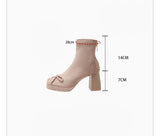 Bow Chunk-Heel Ankle Boots