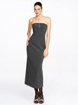 Dark Grey Bandeau Dress