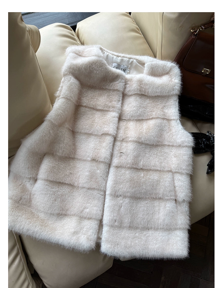 Ivory Silky Fur Vest