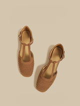 Woven T-Strap Mary Jane Flats